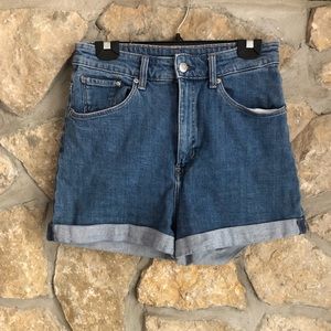 H&M Ultra High Waist Mom Shorts Blue Denim
